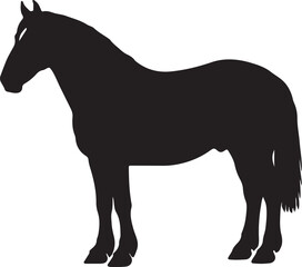 American Belgian Draft horse in silhouette vector pure white.e