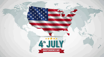 USA Flag Map for 4th July Independence Day Celebration