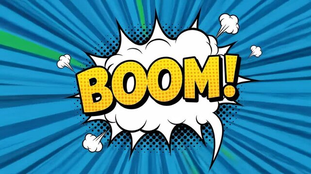 Dynamic comic book style background with boom speech bubble