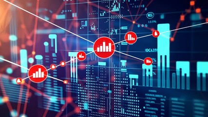 dynamic digital technology scene representing global business network connections, vibrant data analysis visuals - Powered by Adobe