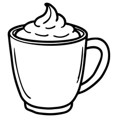 Minimal Hot Cocoa Mug Line Art
