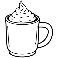 Minimal Hot Cocoa Mug Line Art