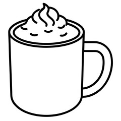 Minimal Hot Cocoa Mug Line Art