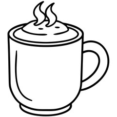 Minimal Hot Cocoa Mug Line Art