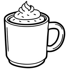 Minimal Hot Cocoa Mug Line Art