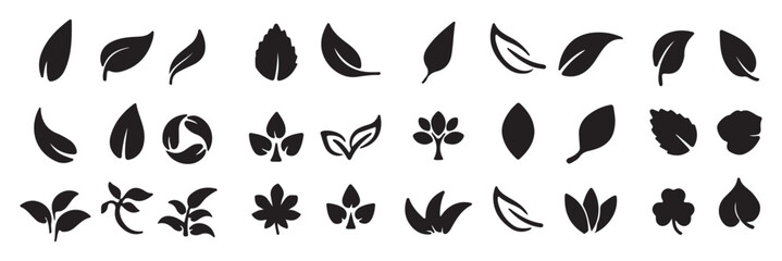 Leaf icons set ecology nature element, green leafs, environment and nature eco sign.