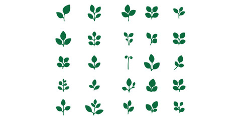Leaf Icon Set. Botanical Silhouettes and Plant Symbols Collection