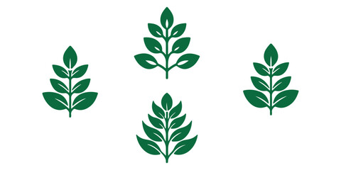 Flat Green Leaf Icon Set – Eco, Bio, Vegan Symbols for Nature and Organic Design