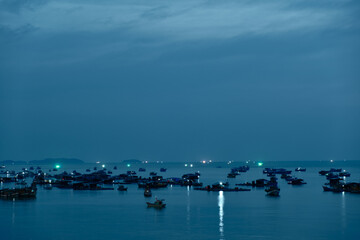 Vietnamese fishing boats at night.