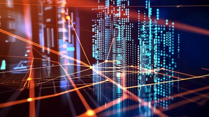 dynamic digital technology scene representing global business network connections, vibrant data analysis visuals - Powered by Adobe