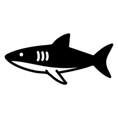 Simple Black Shark Icon: Underwater Marine Animal Silhouette