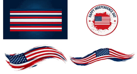 Patriotic American Flag Vector Graphics for Independence Day Celebration
