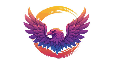Obraz premium Majestic Eagle Logo with Gradient Wings and Circular Brushstroke Design