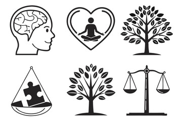 Fototapeta premium Mindfulness and balance icons isolated on white background