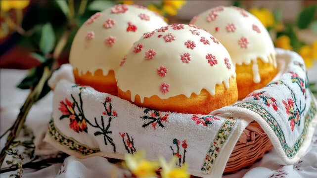 These cinnamon rolls are delightful with their golden-brown crust and topping of floral icing.