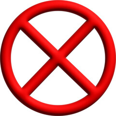 Prohibited sign with a red circle, 3D