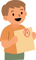 Boy Holding Test With Grade A