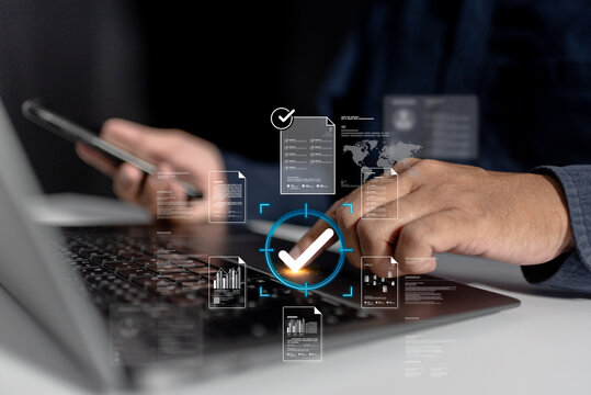 Digital document approval process requires quality checks, tech assurance, and business signs to validate file integrity and enterprise datum security