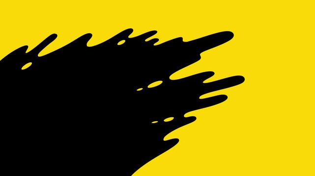 Abstract yellow fluid animation on black screen background. Seamless hand drawn liquid transition animation.