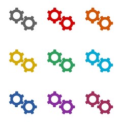 Cog gear icon isolated on white background. Set icons colorful