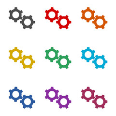 Cog gear icon isolated on white background. Set icons colorful