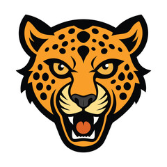 Savage leopard head wild mascot logo Vector illustration