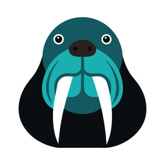 Obraz premium Walrus head tusked cold mascot artwork Vector illustration