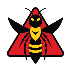 Wasp head alert flying mascot drawing Vector illustration