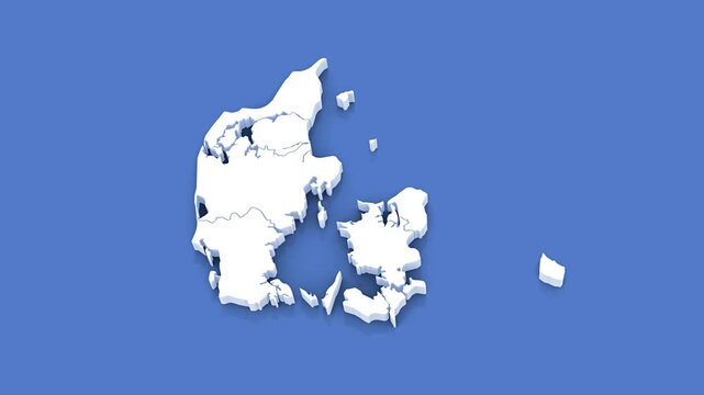 3d Animated Political Map Focusing on Denmark for News and Geopolitical Themes. With luma matte.