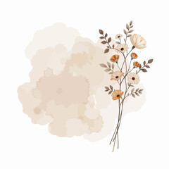 Floral arrangement with soft watercolor background in neutral tones  