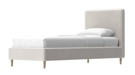 A modern and minimalist bed with a cozy design, perfect for relaxation and sleep