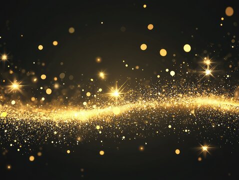 sparkling gold dust on a black background - Powered by Adobe