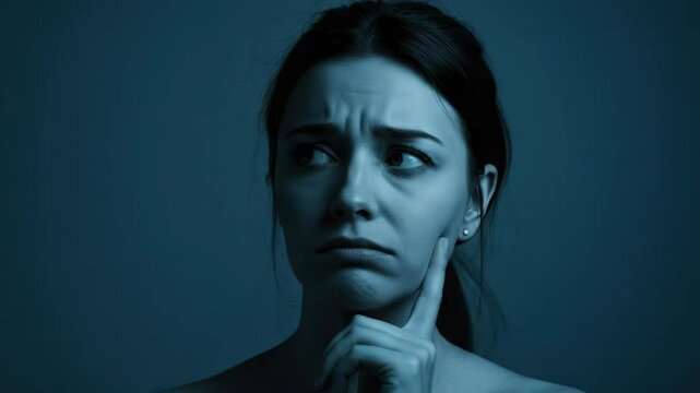 Woman pensive portrait studio shot