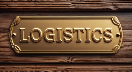 logistics engraved text lettering on gold name plate sign