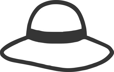 sun hat beach hat  icon illustration outline stroke minimalist black line