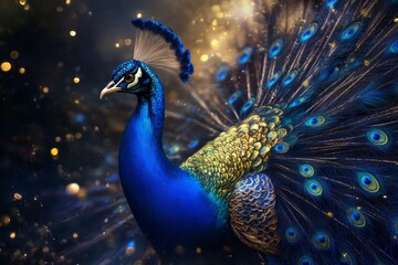 Fototapeta premium Majestic peacock in maximalist style with luxurious feathers and regal presence