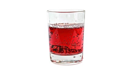 A glass filled with a vibrant red liquid, standing isolated on a clean white background. This image is perfect for beverage - related projects, whether it's for cocktail menus, wine promotions, 