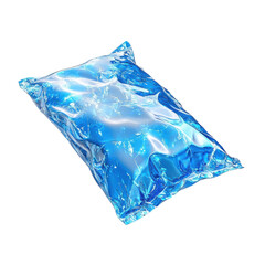 Obraz premium Icy blue water pillow refreshing cooling crystal clear water pack comfort on transparent background