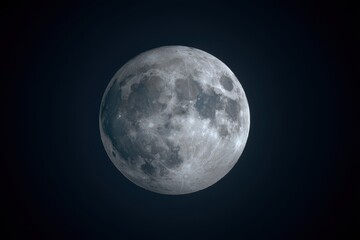 Obraz premium Detailed Full Moon View Against Dark Sky, HighResolution Lunar Surface Showing Craters