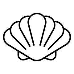 Seashell Icon Outline, Marine Life Element Design
