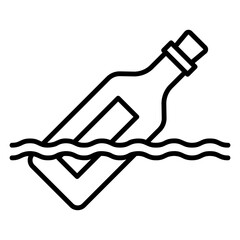 Message in a Bottle Floating on the Water Line Art
