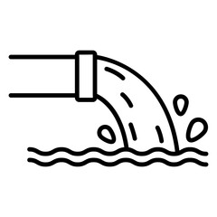 Water Pollution Icon: Wastewater Discharge into River