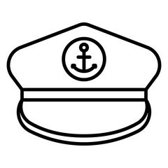 Ship Captain Hat with Anchor Outline Icon