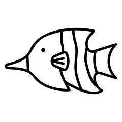 Cute Butterflyfish Line Art Illustration