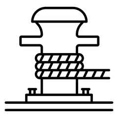 Marine Mooring Cleat Line, Nautical Ship Equipment Icon
