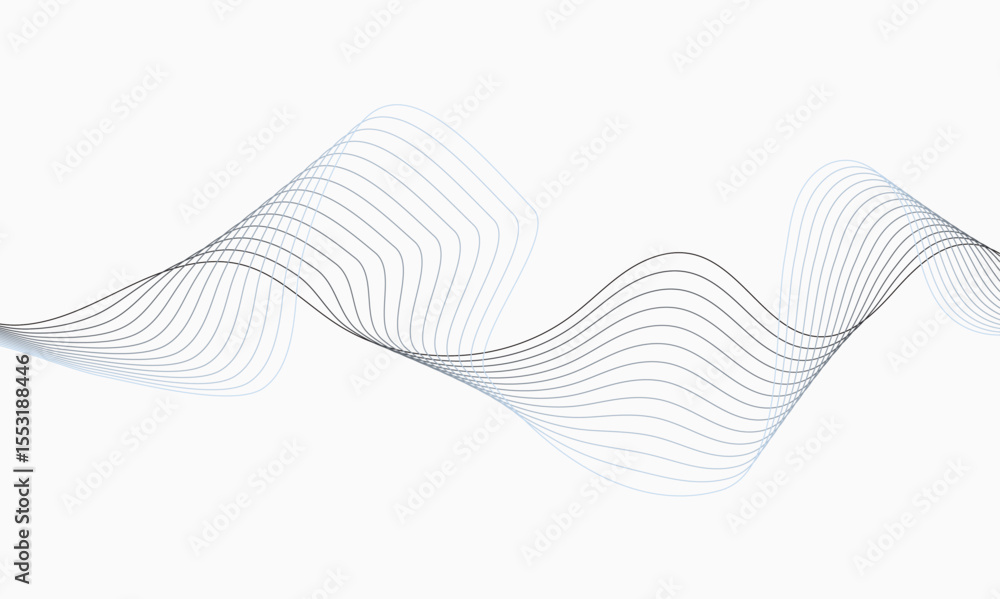 Poster abstract wave design with subtle blue lines on white background creating flowing wave patterns.