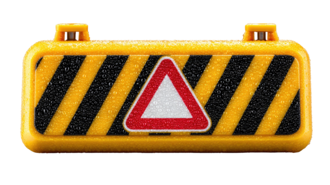 Caution Ahead: A close-up shot of a yellow and black striped road sign, showcasing the universal symbol for "road hazard" or "construction zone". The warning triangle stands out prominently.