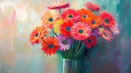 Vibrant Gerbera Daisy Bouquet in Soft Lighting -