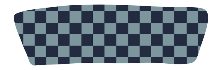 Sign or decorative bar, rectangular shape, curved, with various patterns and colored surfaces.