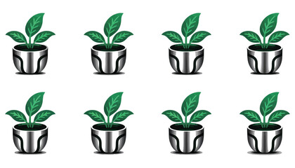 A vibrant set of small potted green houseplants with lush foliage and delicate flowers, perfect for bringing nature's growth into any home or garden